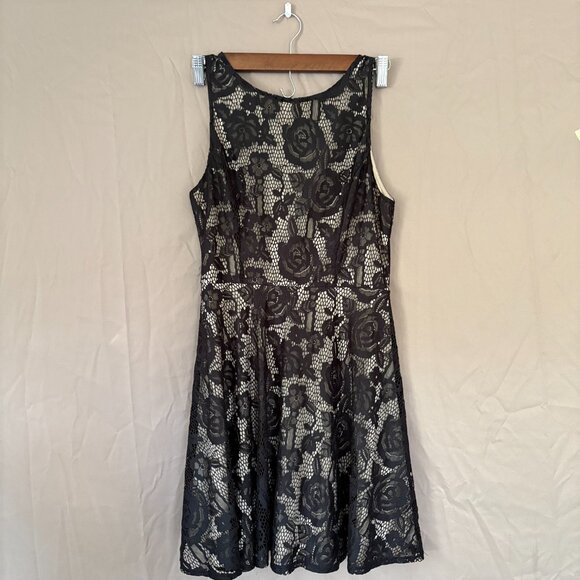 Speechless Women's Nude Lined Black Floral Lace Dress Size Medium Whimsigoth - Picture 1 of 13